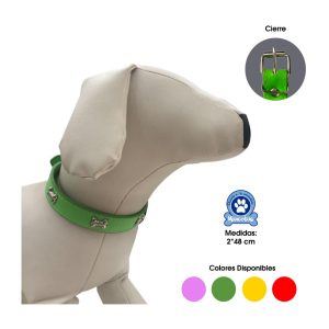 collar mascota cuerina resistente Collar de Cuerina con Huesitos - 48 cm Colores Tropicales